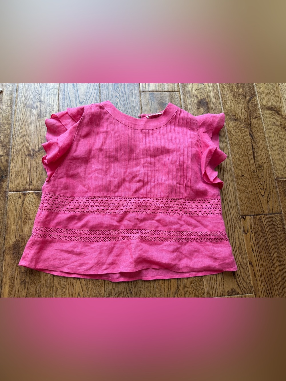ANTHROPOLOGIE MAIA BERGMAN M Claudia Short Sleeve Linen Top Blouse perfect condi